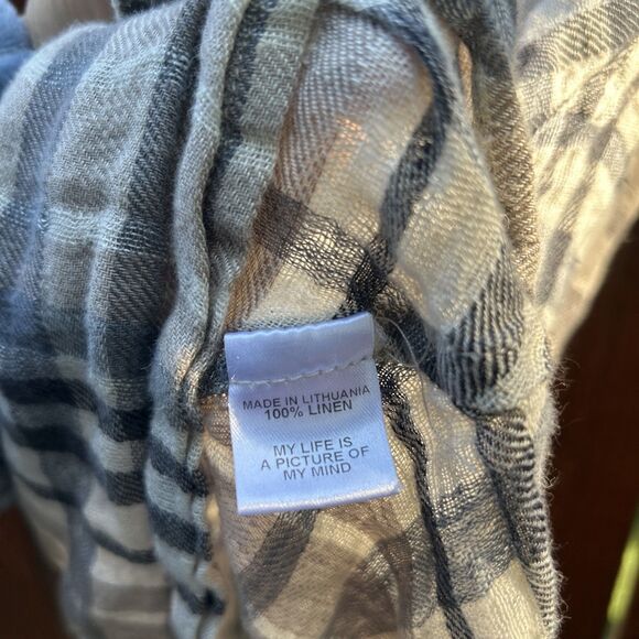 Flax Designs Linen Artistic Tunic Plaid Oversize Size Small P Brown - Picture 8 of 13